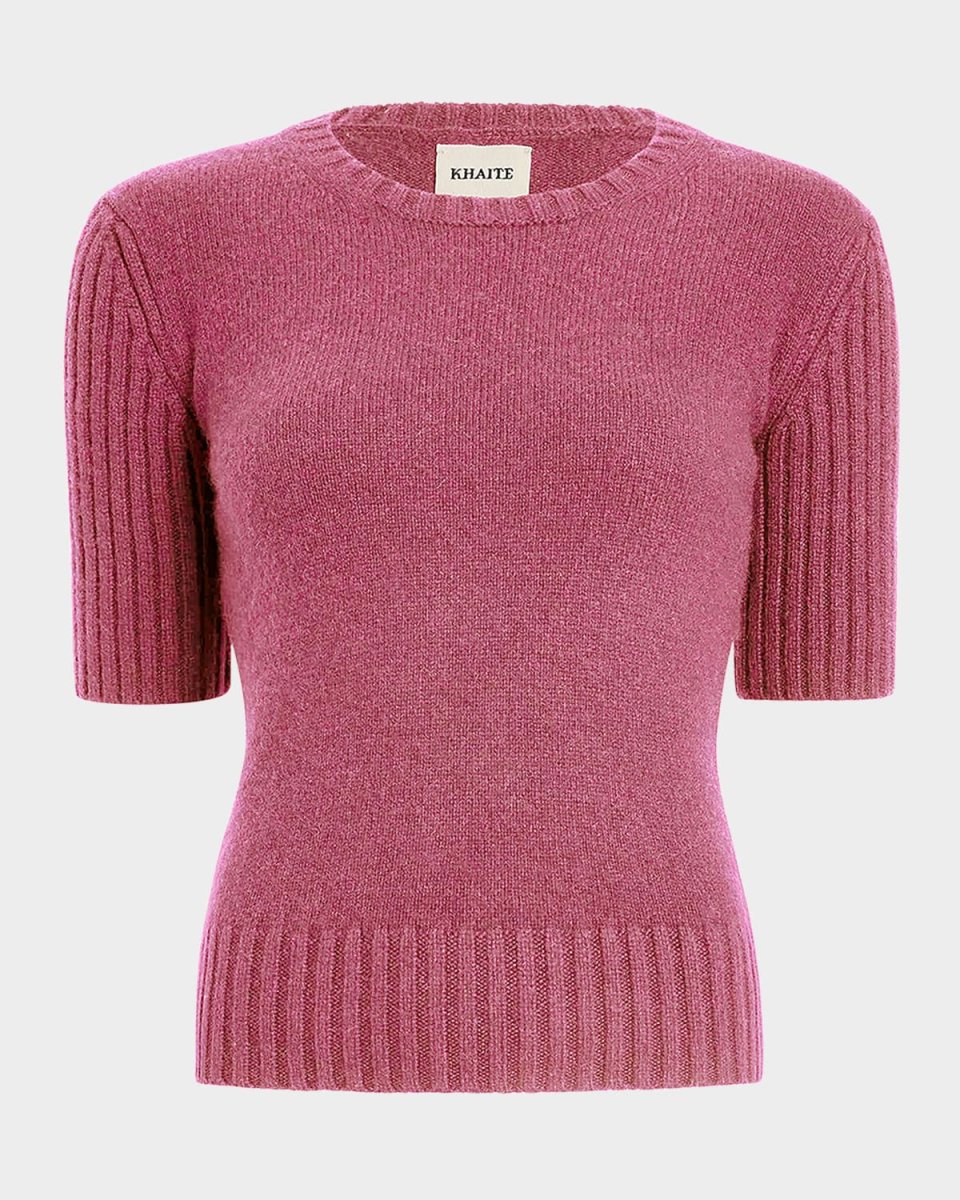 Mia Cashmere Short-Sleeve Sweater